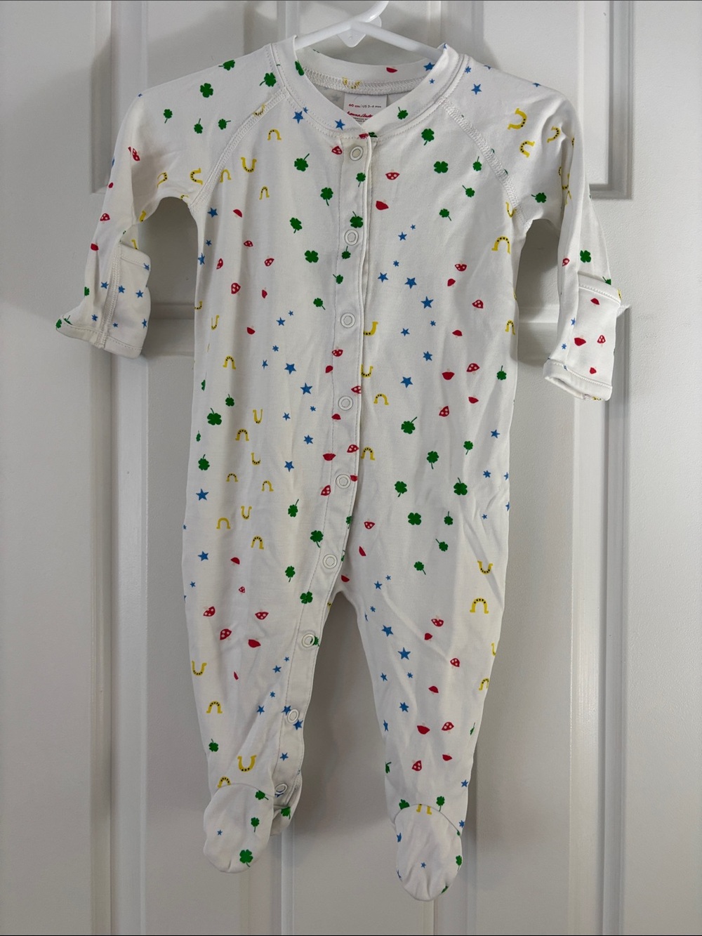 Hanna Anderson White Baby Footed One-Piece with Colorful Icons